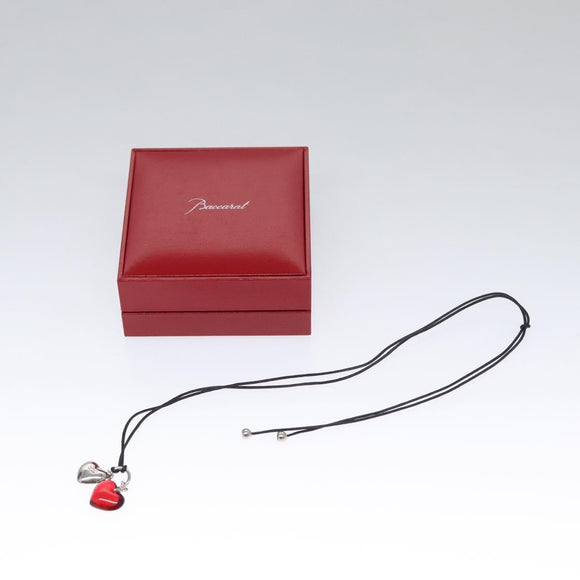 Baccarat Heart Necklace Crystal glass Red Auth am7542