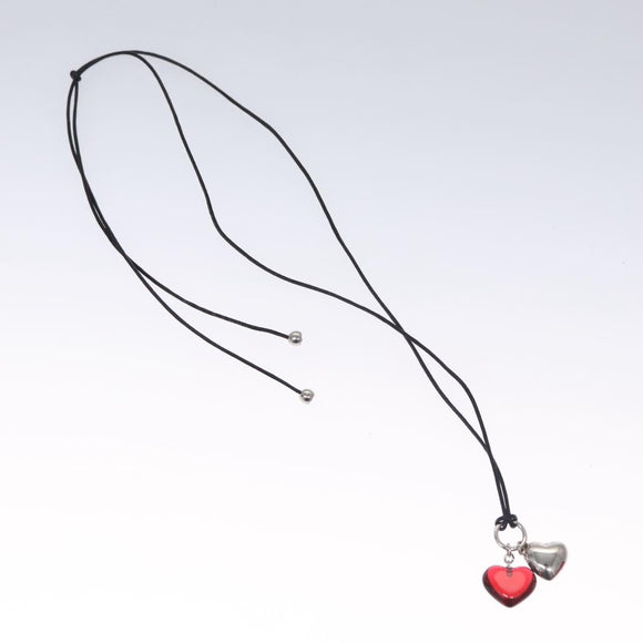 Baccarat Heart Necklace Crystal glass Red Auth am7542