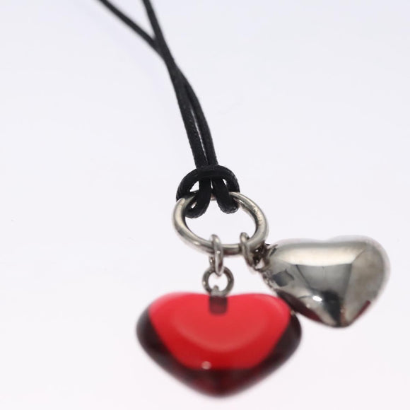 Baccarat Heart Necklace Crystal glass Red Auth am7542
