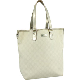 GUCCI GG Supreme Tote Bag PVC White 189896 Auth am7561