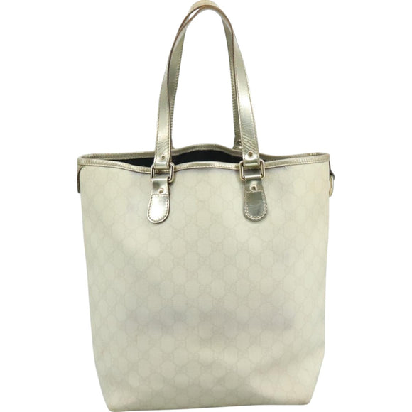 GUCCI GG Supreme Tote Bag PVC White 189896 Auth am7561