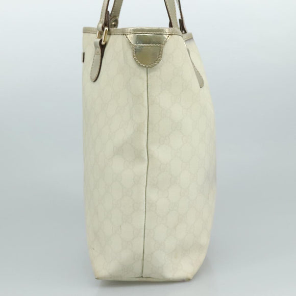 GUCCI GG Supreme Tote Bag PVC White 189896 Auth am7561
