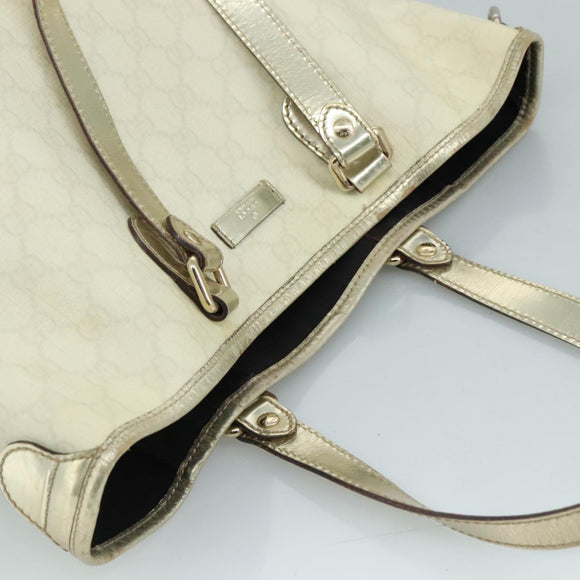 GUCCI GG Supreme Tote Bag PVC White 189896 Auth am7561