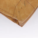 PRIMA CLASSE Hand Bag Leather PVC Beige Brown gold Auth am7609-15