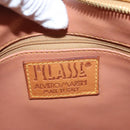 PRIMA CLASSE Hand Bag Leather PVC Beige Brown gold Auth am7609-11