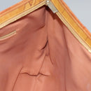 PRIMA CLASSE Hand Bag Leather PVC Beige Brown gold Auth am7609-18