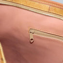 PRIMA CLASSE Hand Bag Leather PVC Beige Brown gold Auth am7609-20