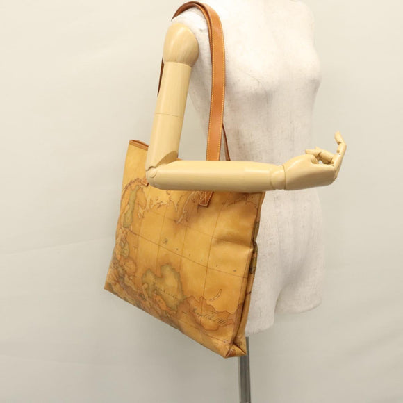 PRIMA CLASSE Hand Bag Leather PVC Beige Brown gold Auth am7609