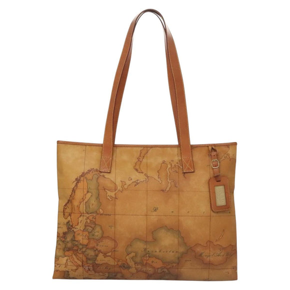 PRIMA CLASSE Hand Bag Leather PVC Beige Brown gold Auth am7609