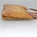 PRIMA CLASSE Hand Bag Leather PVC Beige Brown gold Auth am7609-3