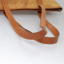 PRIMA CLASSE Hand Bag Leather PVC Beige Brown gold Auth am7609-7