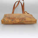 PRIMA CLASSE Hand Bag Leather PVC Beige Brown gold Auth am7609-5