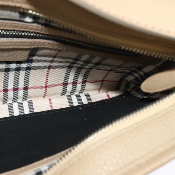 BURBERRY Shoulder Bag Leather Beige Auth am7618