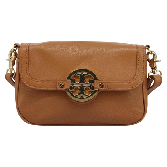 TORY BURCH Shoulder Bag Leather Brown Auth am7642