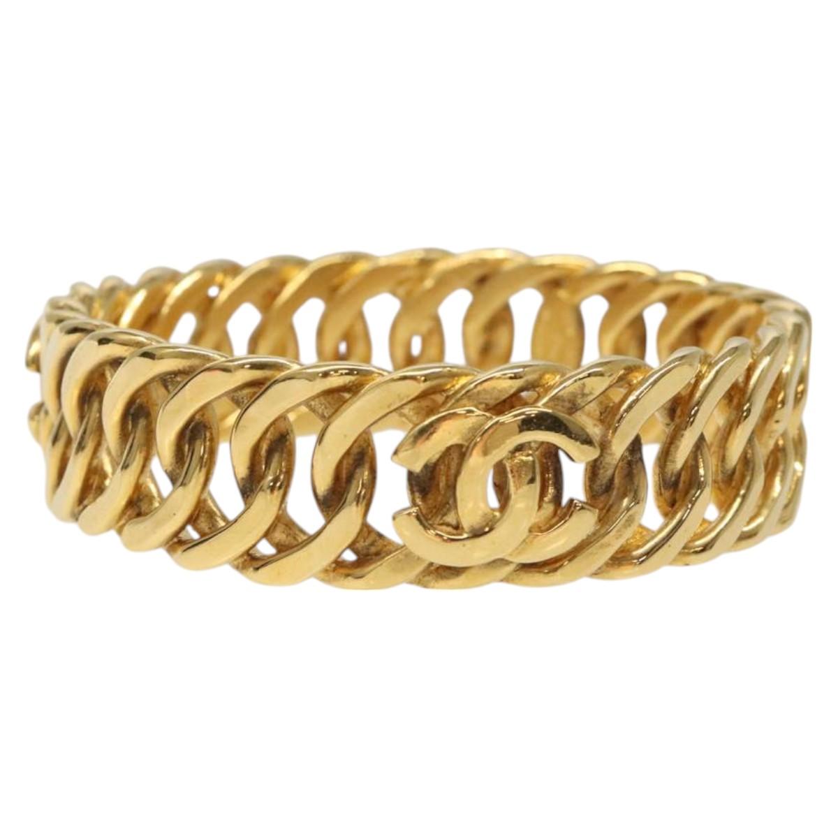 CHANEL COCO Bracelet metal Gold CC Auth am7652