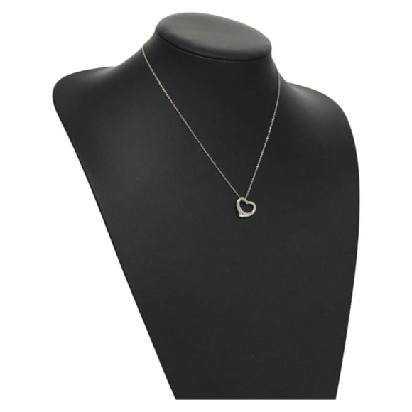 TIFFANY&Co. Open Heart Necklace metal Silver Auth am7655