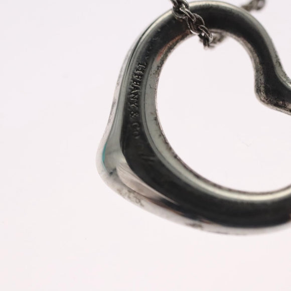 TIFFANY&Co. Open Heart Necklace metal Silver Auth am7655