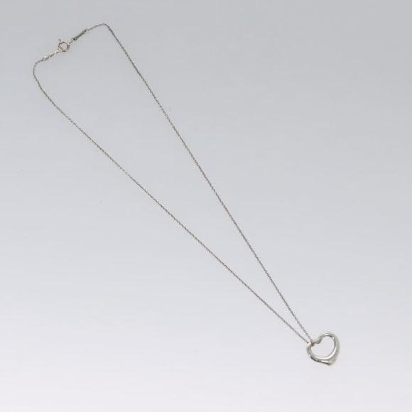 TIFFANY&Co. Open Heart Necklace metal Silver Auth am7655