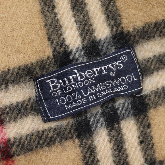 Burberrys Nova Check Scarf Wool Beige Auth am7660