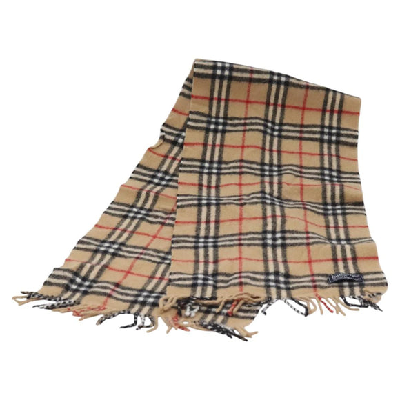 Burberrys Nova Check Scarf Wool Beige Auth am7660