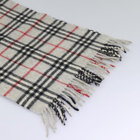 BURBERRY Nova Check Scarf Wool Gray Auth am7665