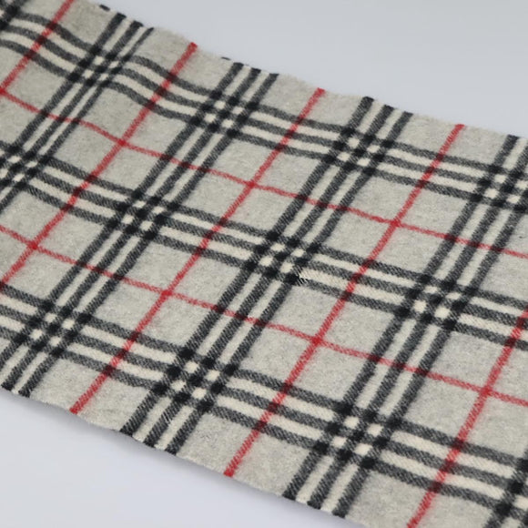 BURBERRY Nova Check Scarf Wool Gray Auth am7665
