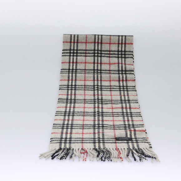 BURBERRY Nova Check Scarf Wool Gray Auth am7665