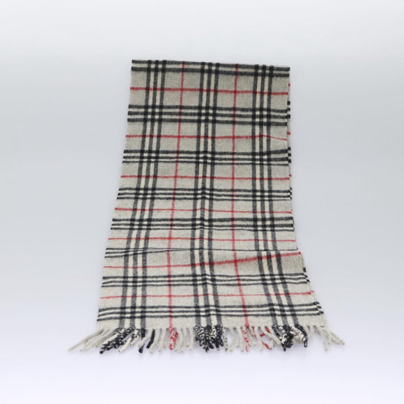 BURBERRY Nova Check Scarf Wool Gray Auth am7665
