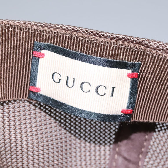 GUCCI GG Supreme Strawberry baseball Cap PVC XL Beige 700665 Auth am7681V