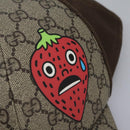 GUCCI GG Supreme Strawberry baseball Cap PVC XL Beige 700665 Auth am7681V-7