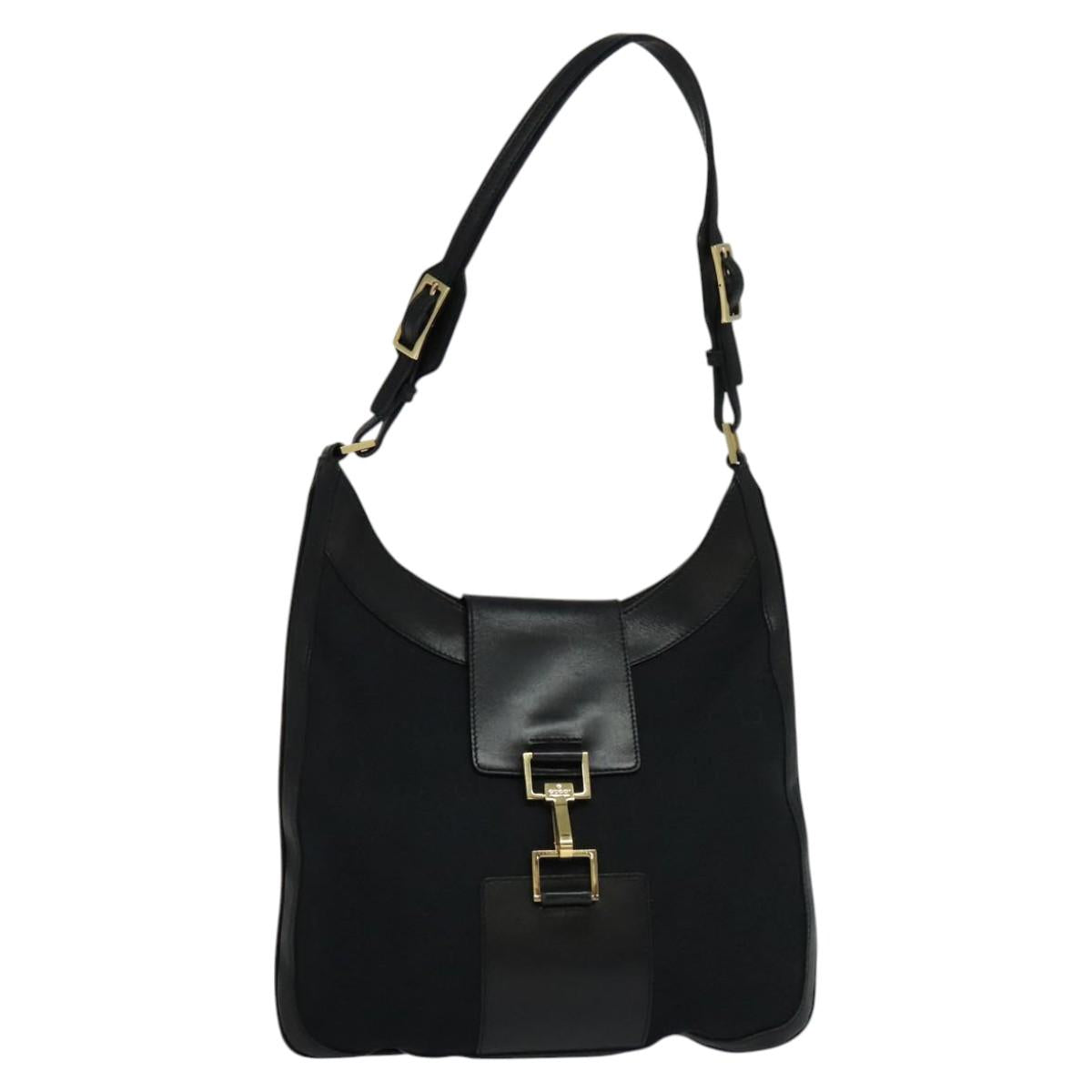 GUCCI GG Canvas Jackie Shoulder Bag Black 001 4129 Auth am7683