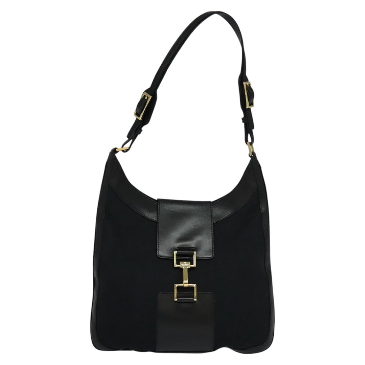 GUCCI GG Canvas Jackie Shoulder Bag Black 001 4129 Auth am7683 - 0