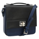 PRADA Shoulder Bag Leather Black Blue Auth am7706-1