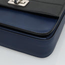 PRADA Shoulder Bag Leather Black Blue Auth am7706-12