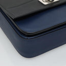 PRADA Shoulder Bag Leather Black Blue Auth am7706-13