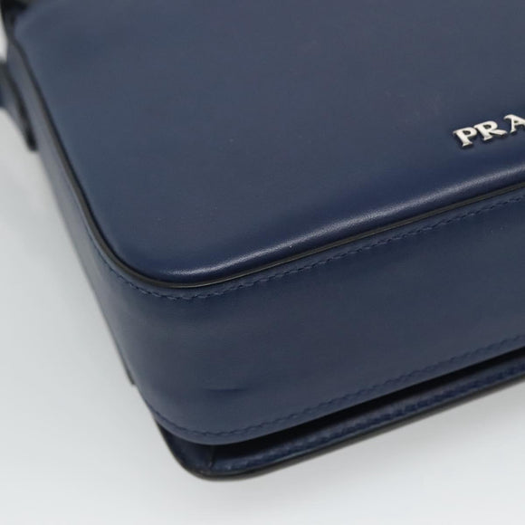 PRADA Shoulder Bag Leather Black Blue Auth am7706