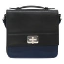 PRADA Shoulder Bag Leather Black Blue Auth am7706-2