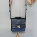 PRADA Shoulder Bag Leather Black Blue Auth am7706-26