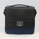 PRADA Shoulder Bag Leather Black Blue Auth am7706-12