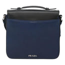 PRADA Shoulder Bag Leather Black Blue Auth am7706-2