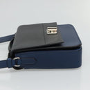 PRADA Shoulder Bag Leather Black Blue Auth am7706-4