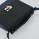 PRADA Shoulder Bag Leather Black Blue Auth am7706-6