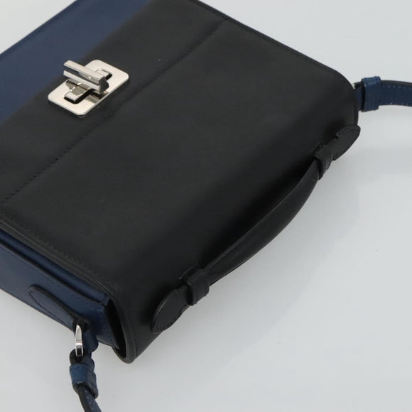 PRADA Shoulder Bag Leather Black Blue Auth am7706