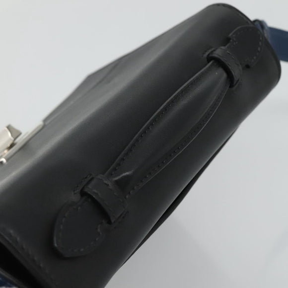 PRADA Shoulder Bag Leather Black Blue Auth am7706