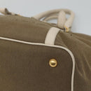 PRADA Hand Bag Canvas Leather Beige White gold Auth am7707-9