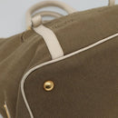 PRADA Hand Bag Canvas Leather Beige White gold Auth am7707-14