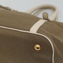 PRADA Hand Bag Canvas Leather Beige White gold Auth am7707-15