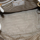 PRADA Hand Bag Canvas Leather Beige White gold Auth am7707-11
