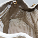 PRADA Hand Bag Canvas Leather Beige White gold Auth am7707-18