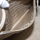PRADA Hand Bag Canvas Leather Beige White gold Auth am7707-20